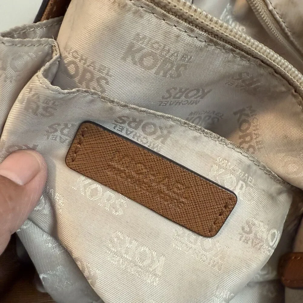 MICHAEL KORS Large Saffiano Leather Tote JET SET Tall TRAVEL ACORN BROWn